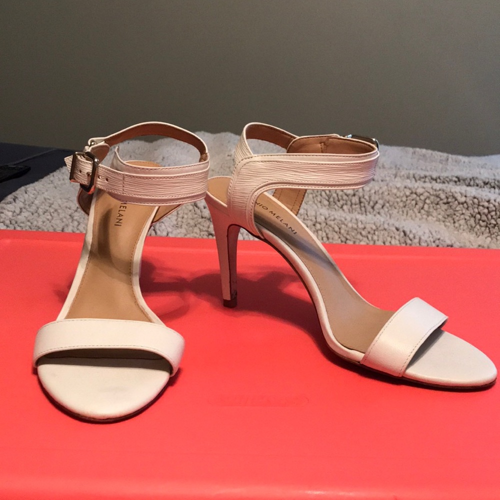 ANTONIO MELANI White Leather Strap High Heels